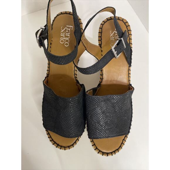 Franco Sarto Takara Espadrille Wedge Sandal Black Size 9.5 M - Picture 3 of 10